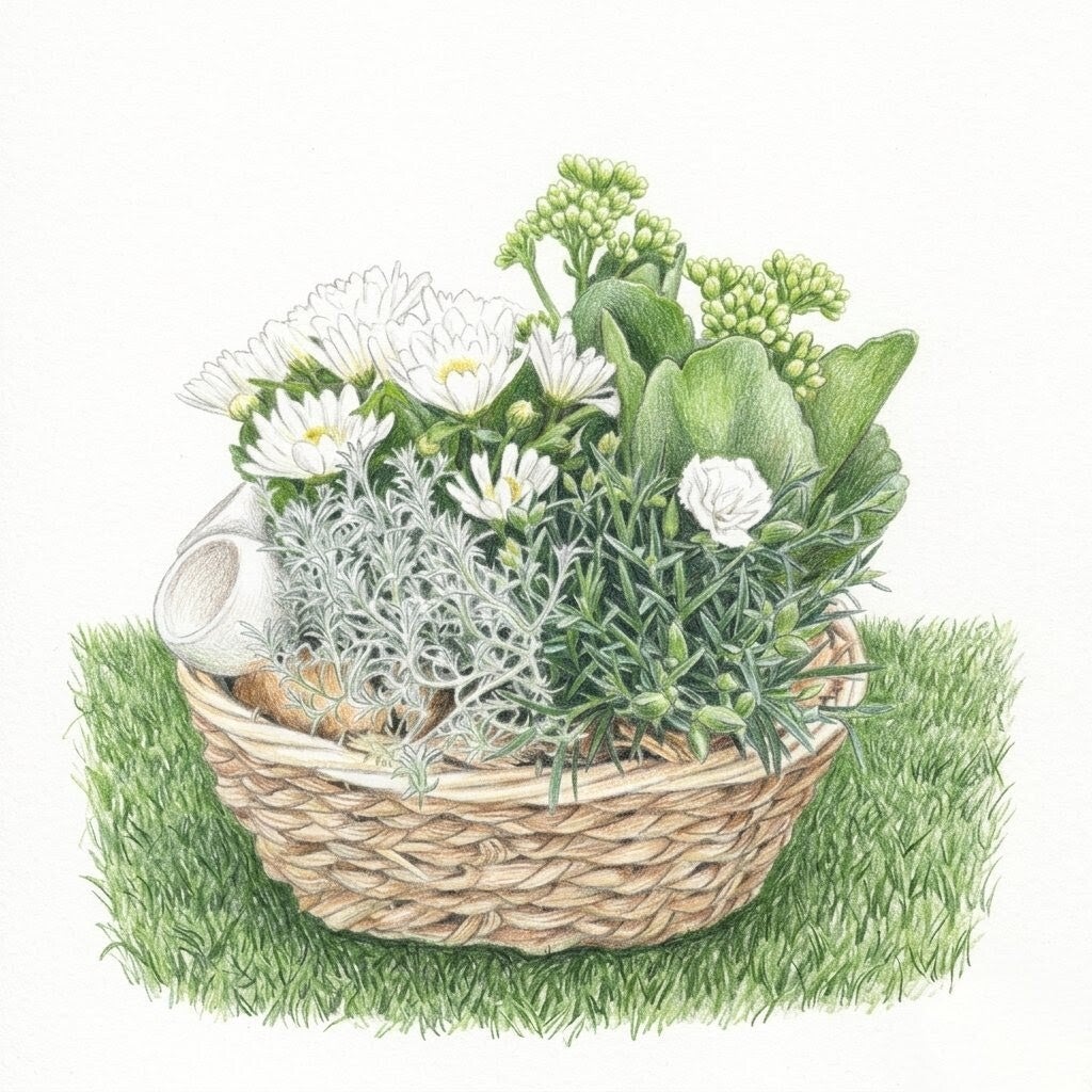 Éclat de Printemps – Panier d'Antan & Fleurs Blanches