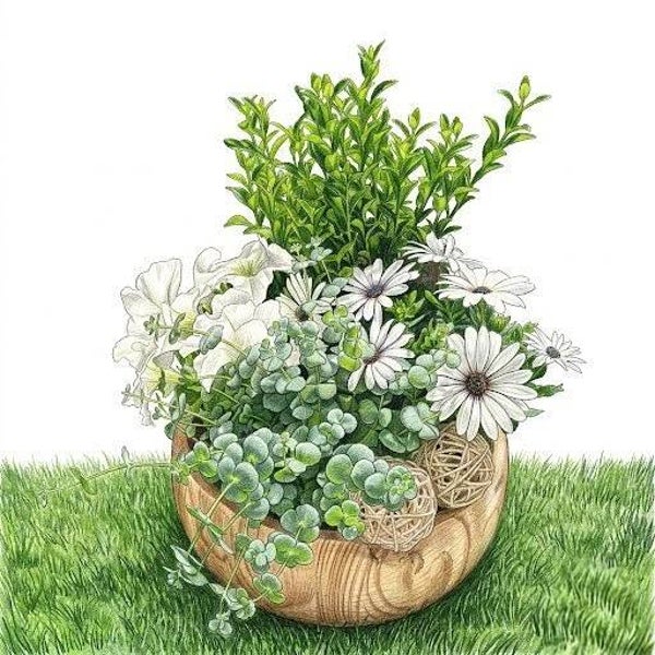 Corbeille "Épure Provençale" – Composition de Fleurs et Feuillages Argentés