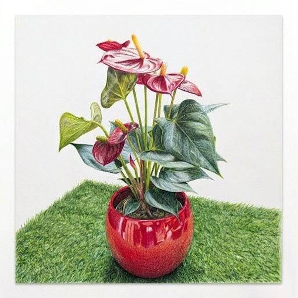 Anthurium en Pot Céramique – L'Éclat Tropical