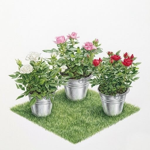 Mini-Rosier en Pot Métallique – Charme Intemporel