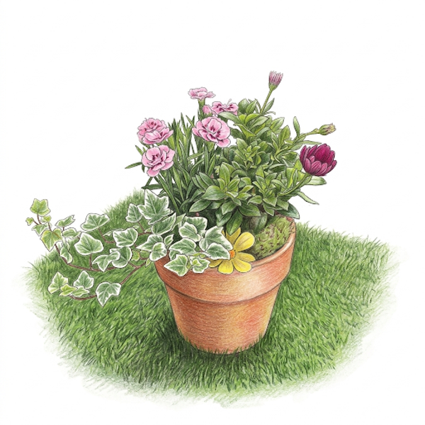Composition Fleurie en Pot de Terre Cuite – Charme Campagnard