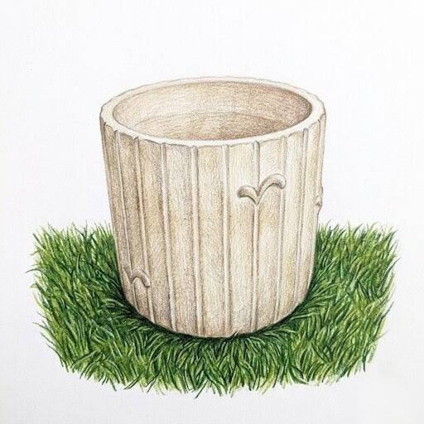 Cache-Pot Cannelé "Oiseaux" en Ciment – Esprit Nature & Bohème