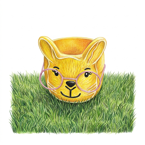 Cache-Pot Chat à Lunettes Jaune – Humour & Originalité
