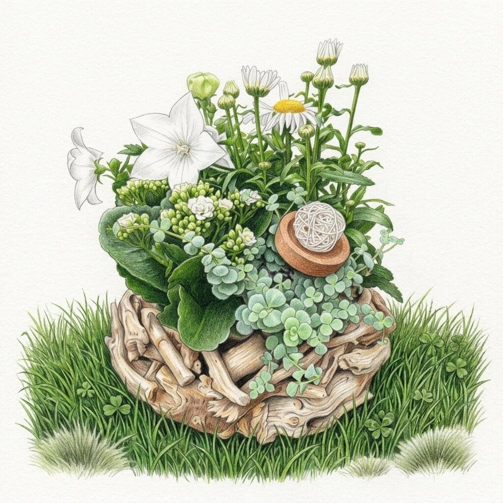 Composition "Nid de Pureté" – Harmonie Blanche & Bois Flotté