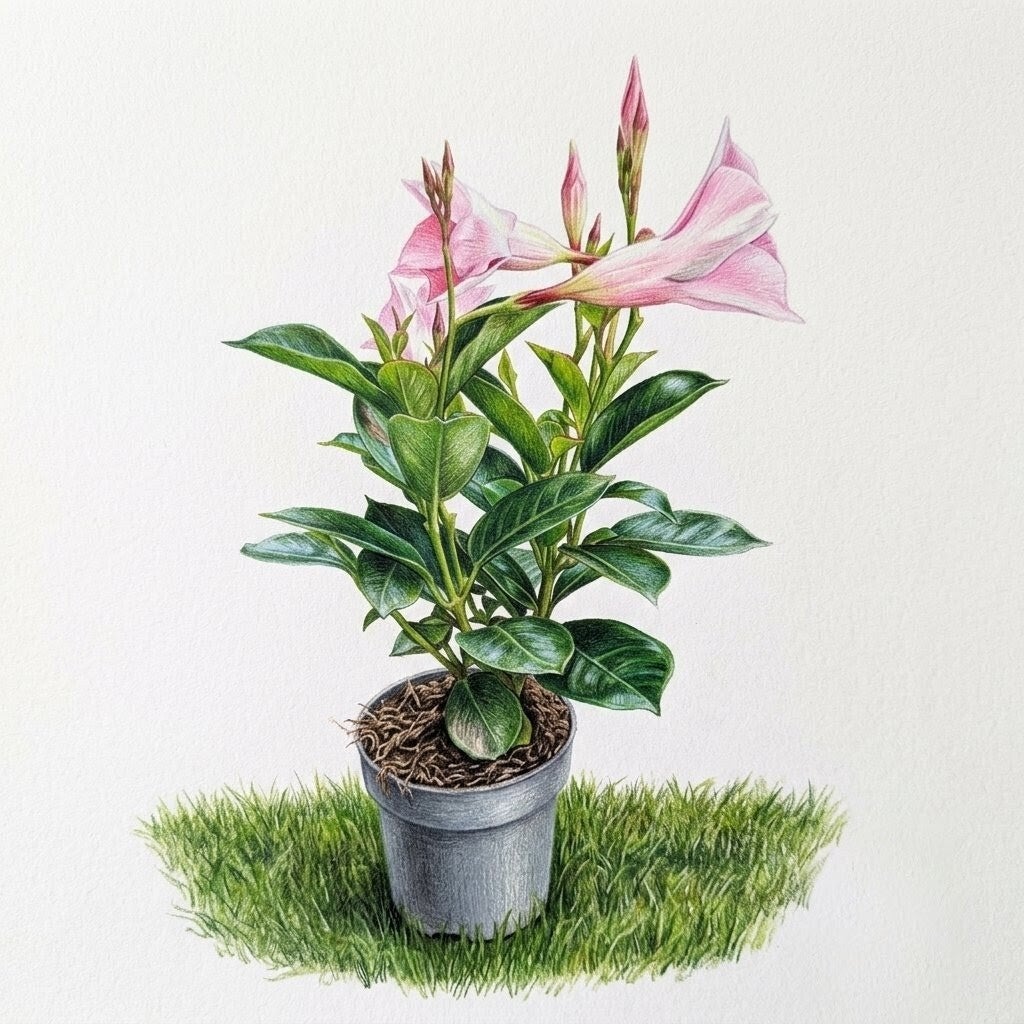 Mandevilla (Dipladenia) Rose en Pot