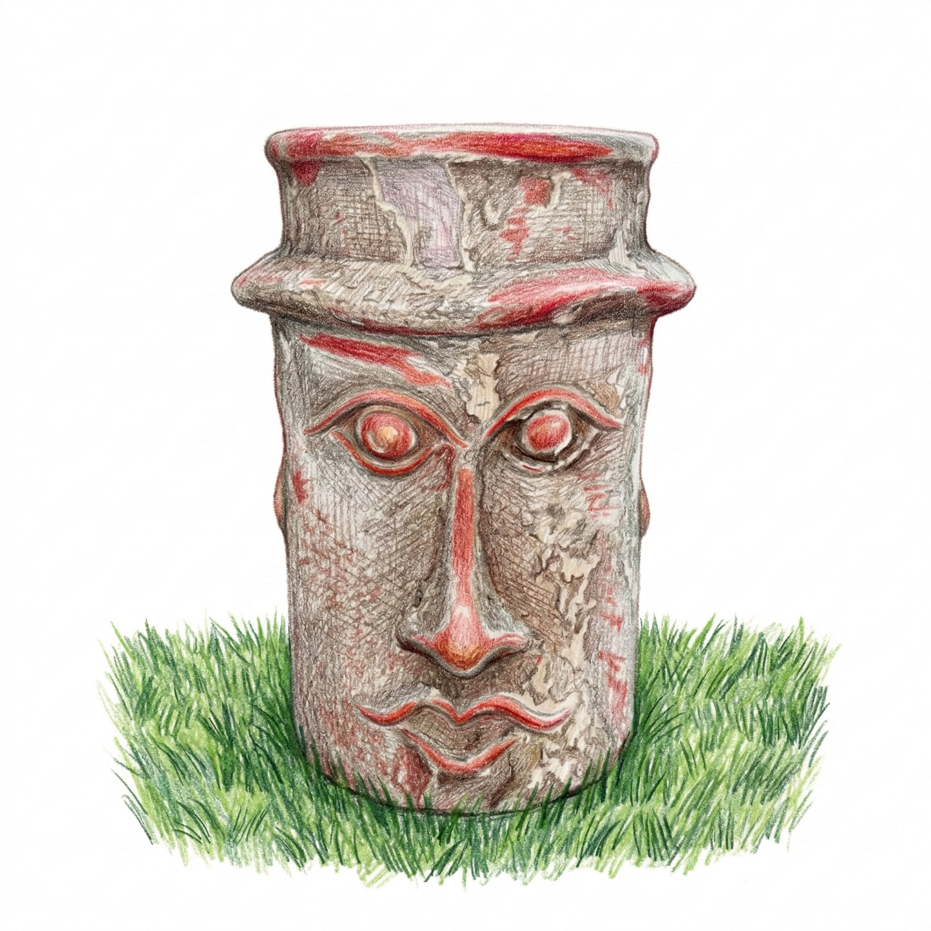 Le Gardien du Jardin – Pot Totem en Pierre Sculptée