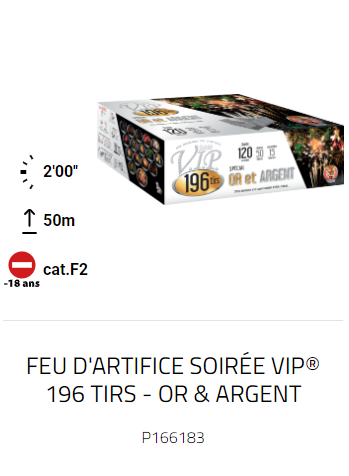 SOIREE VIP 196 TIRS OR/ARGENT