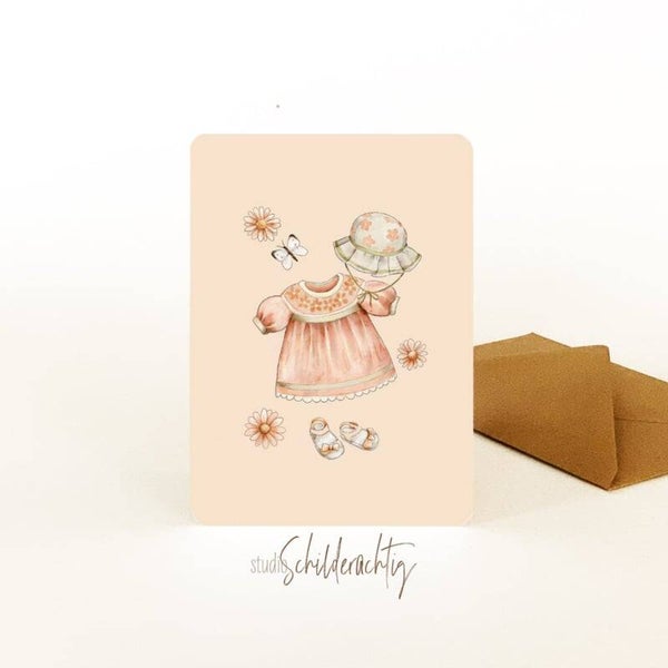 Wenskaart - Babykleding meisje