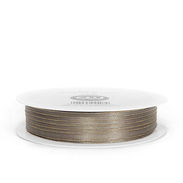 Satijnlint - Goudband taupe