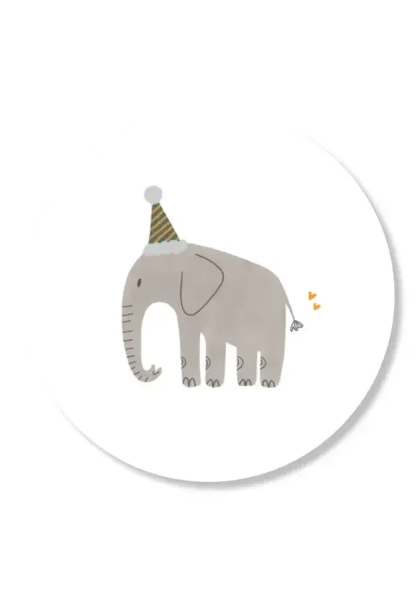 Wenskaart rond - Olifant