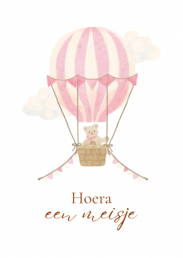 Wenskaart - Hoera een meisje