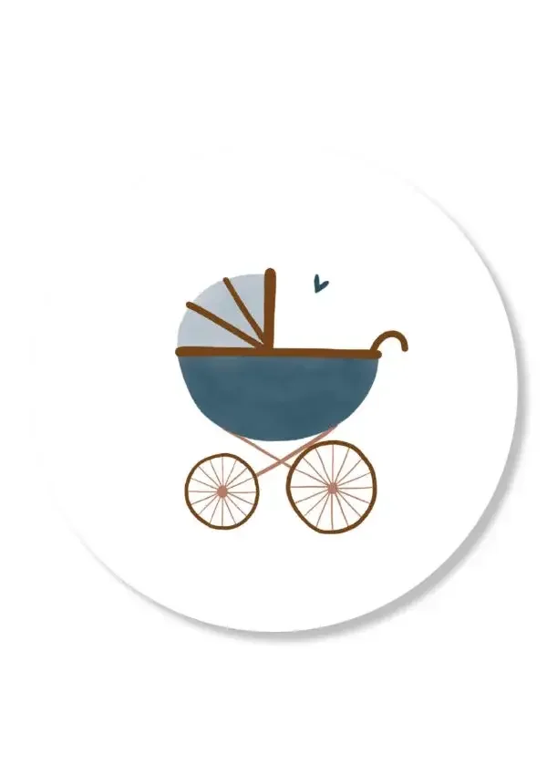 Sticker - Kinderwagen blauw