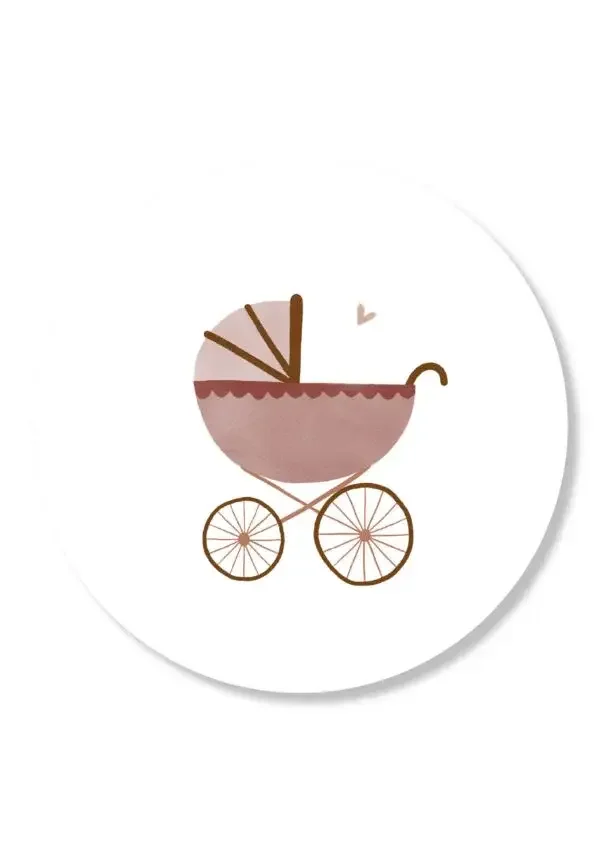 Sticker - Kinderwagen roze