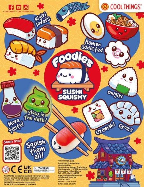 Capsule 50mm Foodies Sushi Squishy 100 stuks