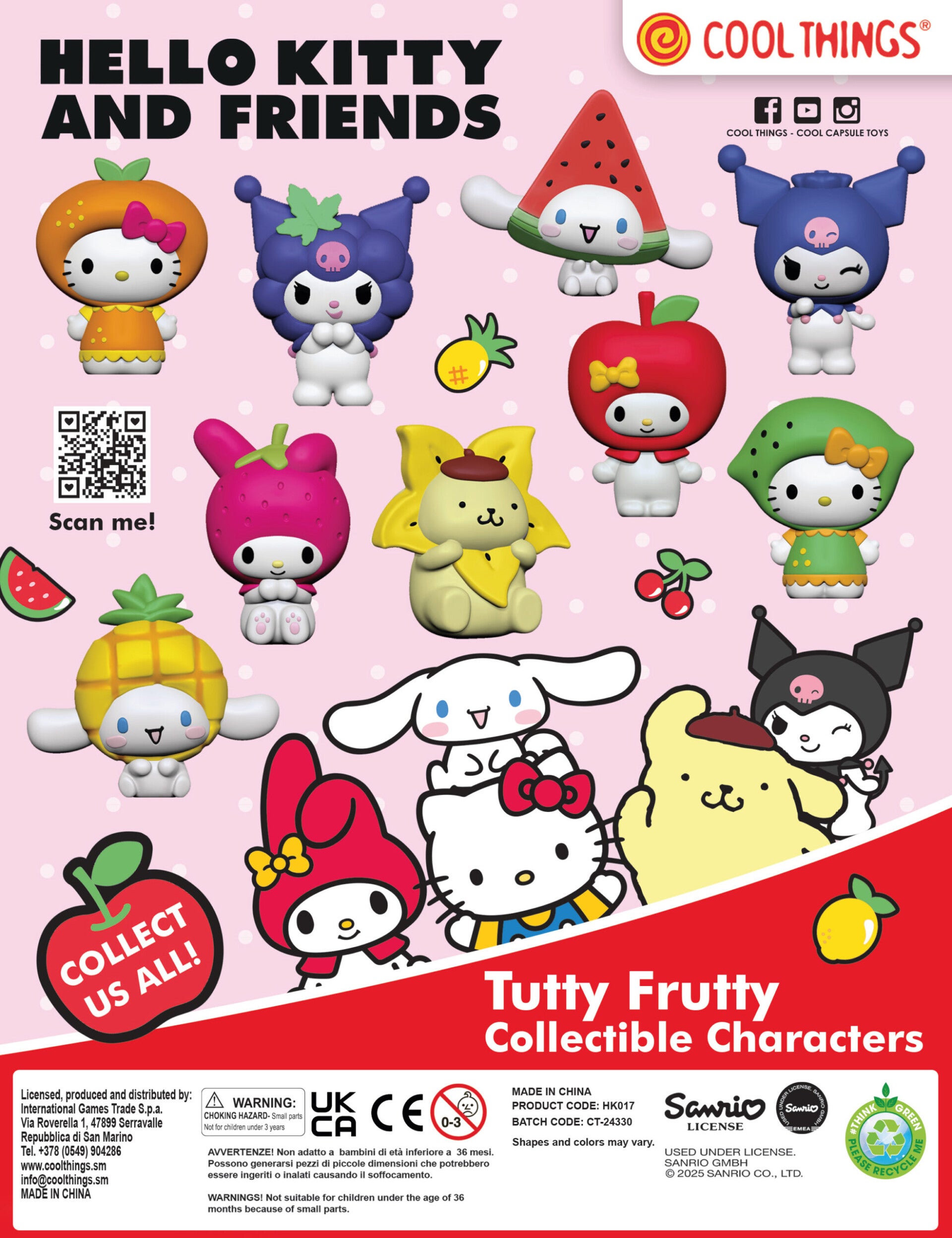 Capsule 65mm Hello Kitty Tutty Frutty 100 stuks