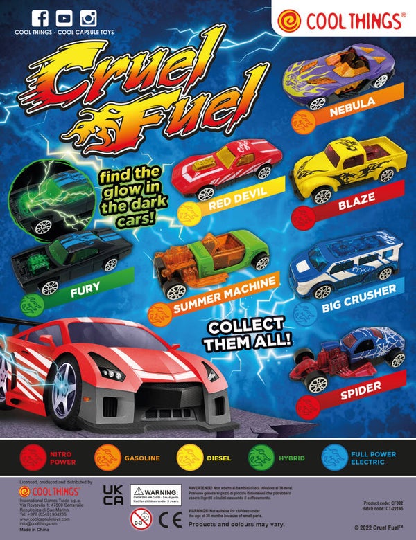 Cruel Fuel Metal Cars blister packs