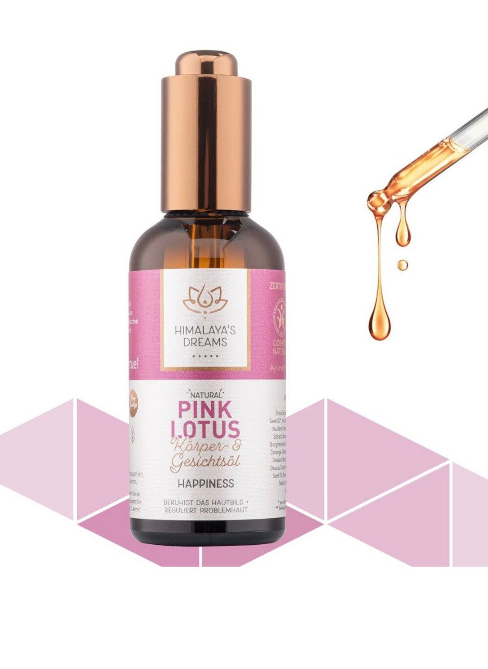 Ayurveda lichaams- en gezichtsolie Pink Lotus/Happiness 100ml- Himalaya's Dreams