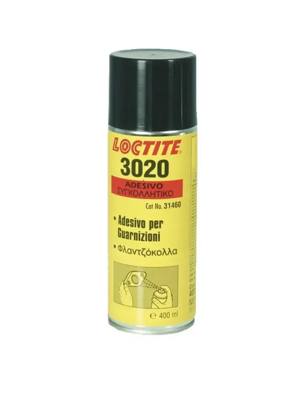 Loctite 3020 Sigillante Spray Adesivo Elastico 400 Ml.   LOCTITE 3020 AUMENTA LA CAPACITA' DI SIGILLANTE DI TUTTI I TIPI DI GUARNIZIONI MANTIENE LA GUARNIZIONE FERMA ANCHE VERTICALMENTE FORMA RAPIDAMENTE UN FILM ADESIVO ELASTICO High Tack Spray Loctite è