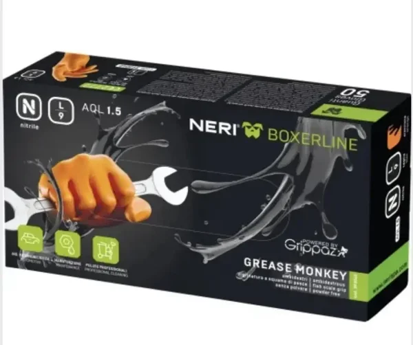 Guanti in Nitrile Neri Grease Monkey per offi conf. 50 pz. Cod.39040 Tg M-L XL