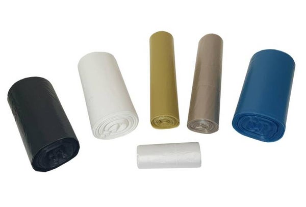 Sacchi immondizia in polietilene, ecologici e di alta qualità. rotolo 10 pz