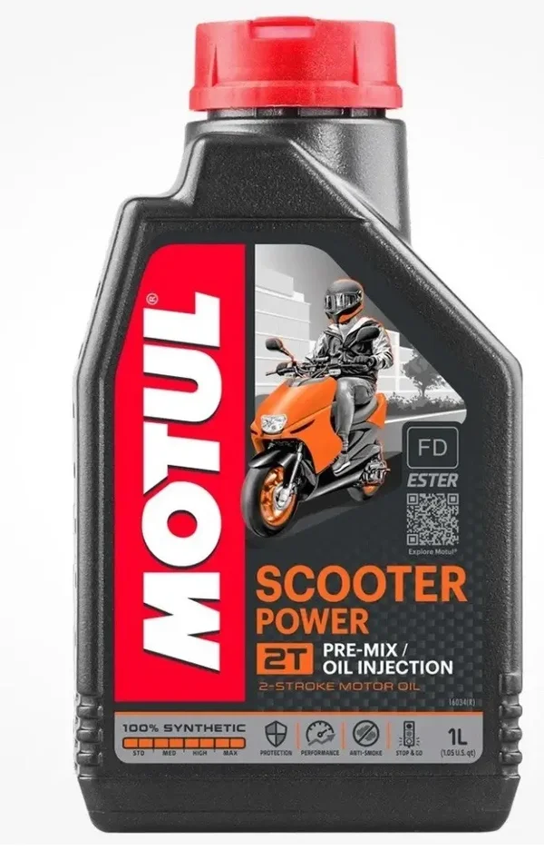 MOTUL OLIO SCOOTER POWER 2T LUBRIFICANTE MISCELA MOTO 100% SINTETICO ANTI-FUMO