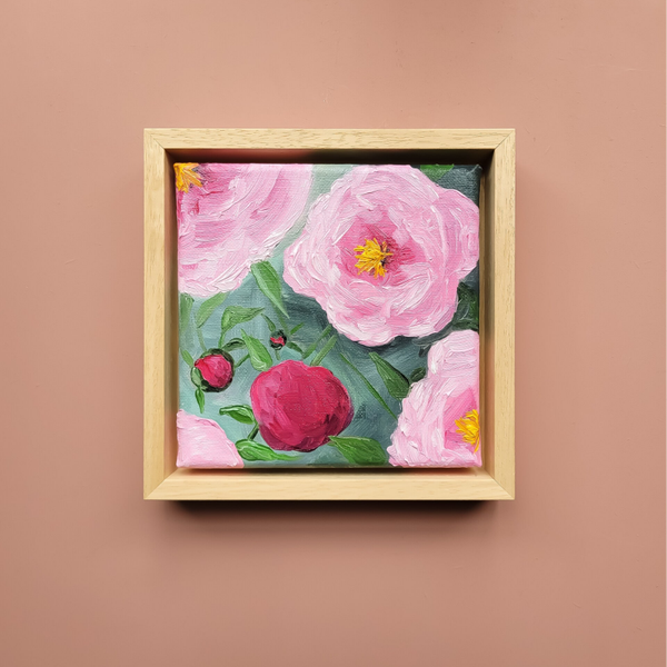 Olieverf schilderij pioenrozen