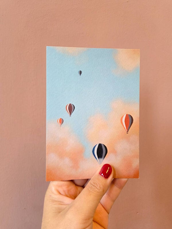 Kaart luchtballonnen blauw en oranje