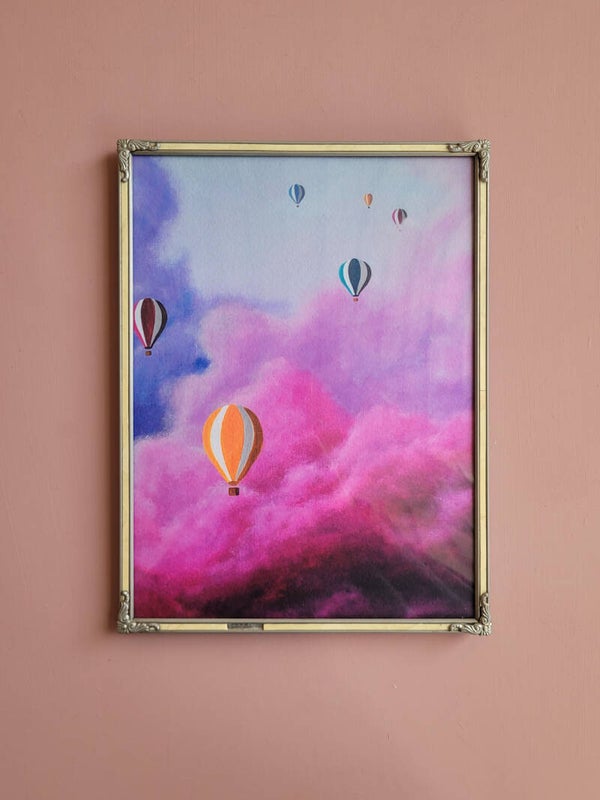 Luchtballonnen met bolglas in vintage lijst