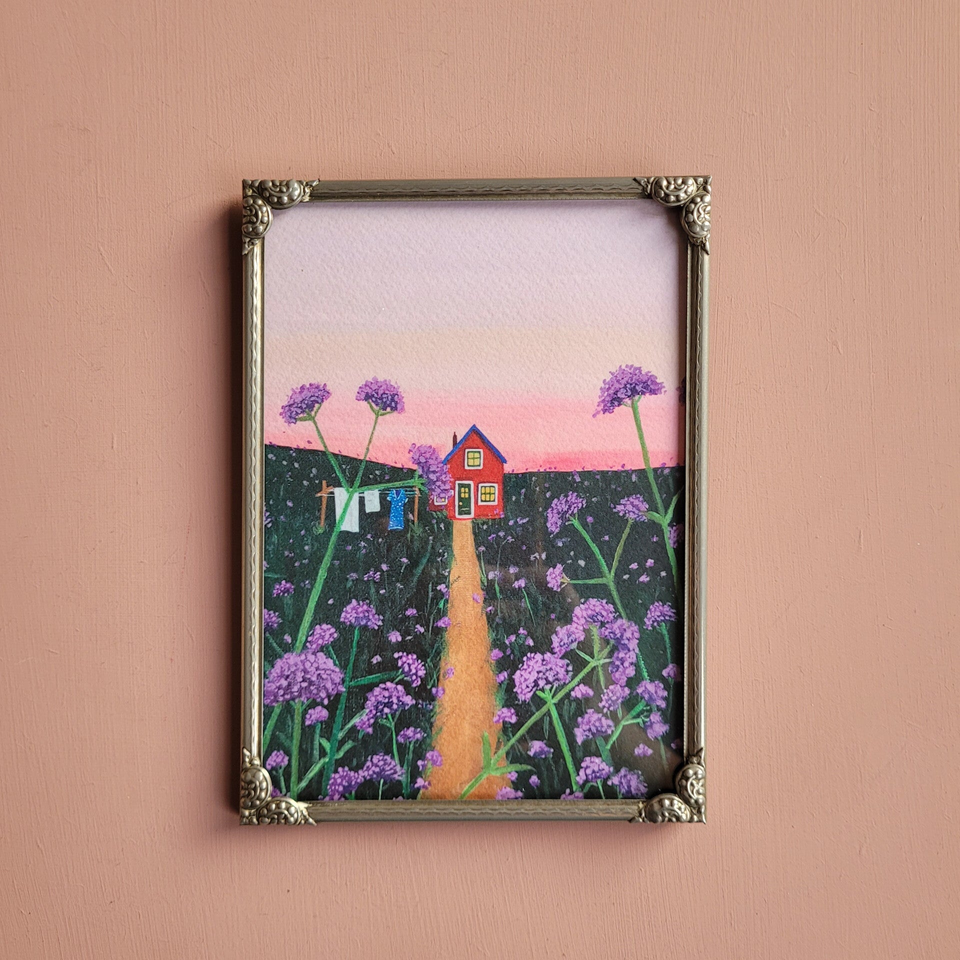 A5 verbena in vintage lijstje