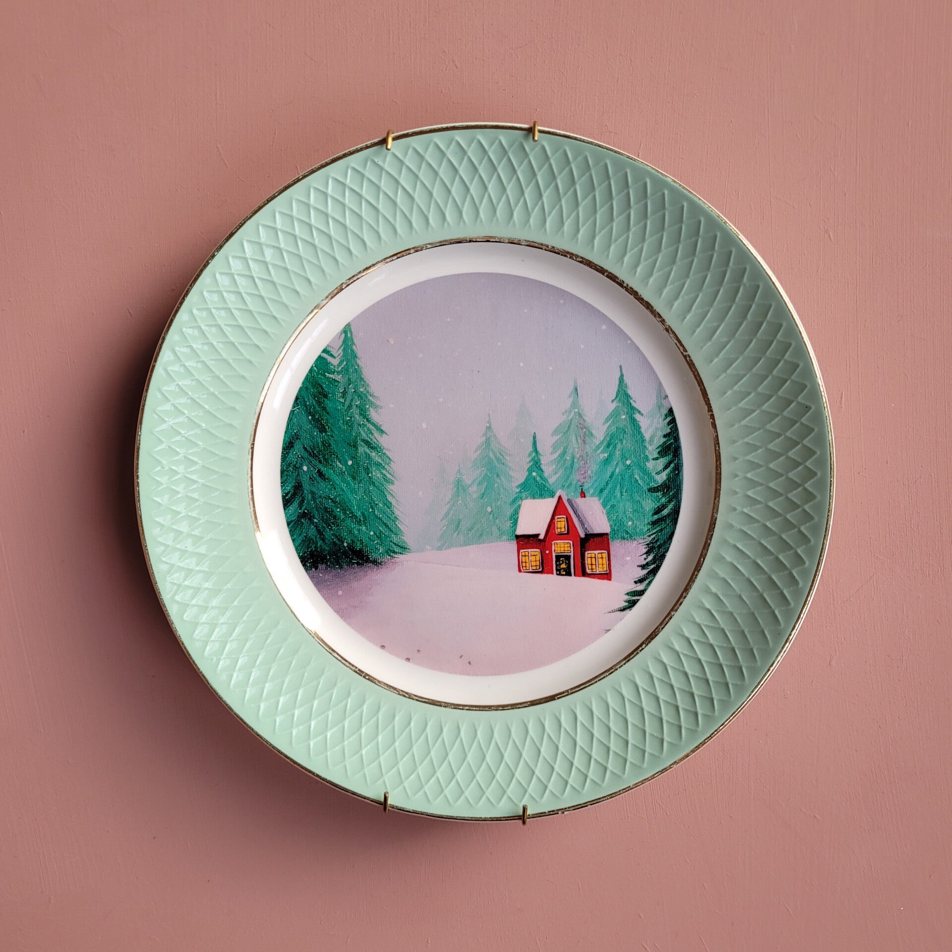 Wandbord rood winterhuis