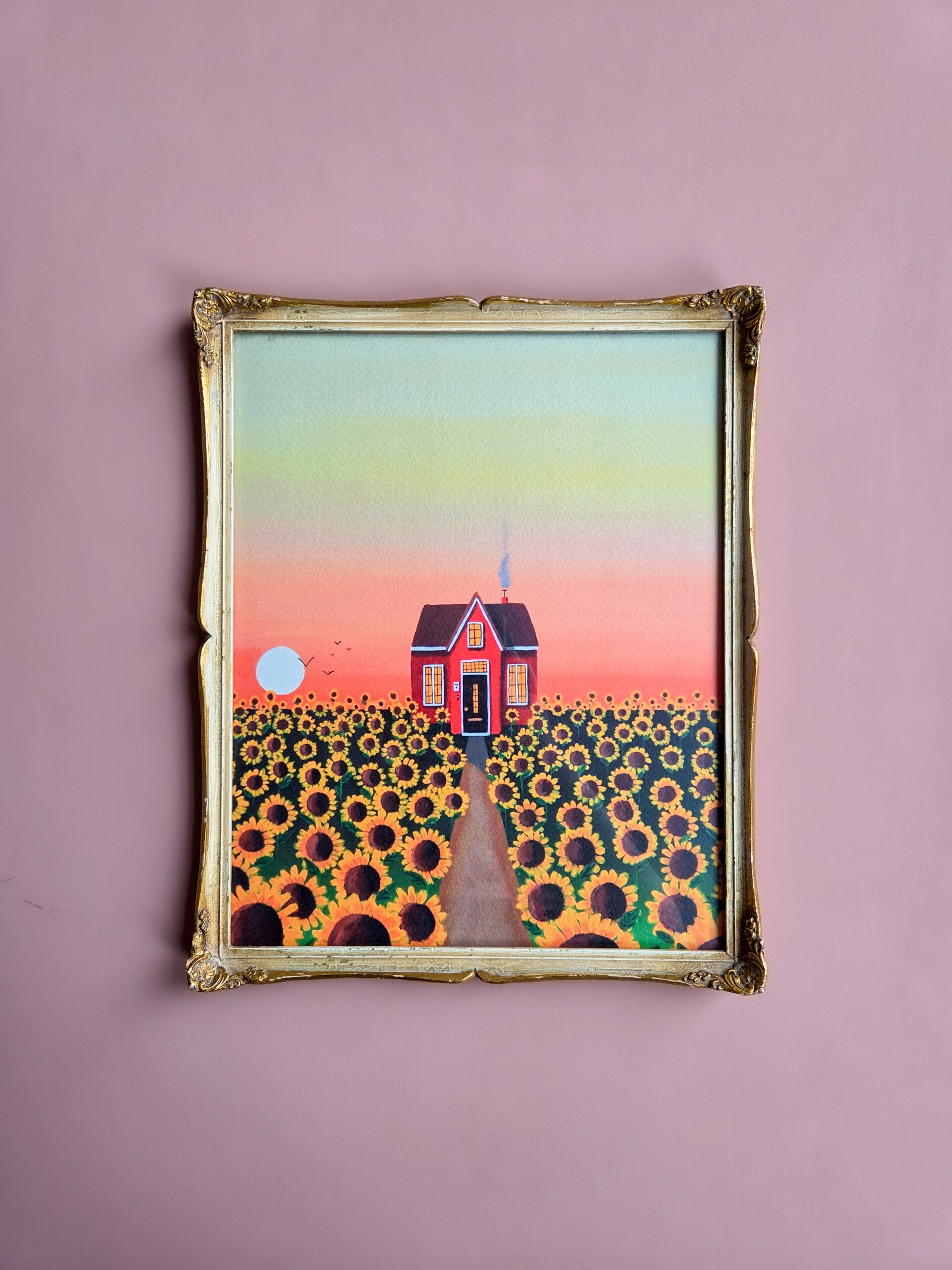 Zonnebloemen in vintage lijst