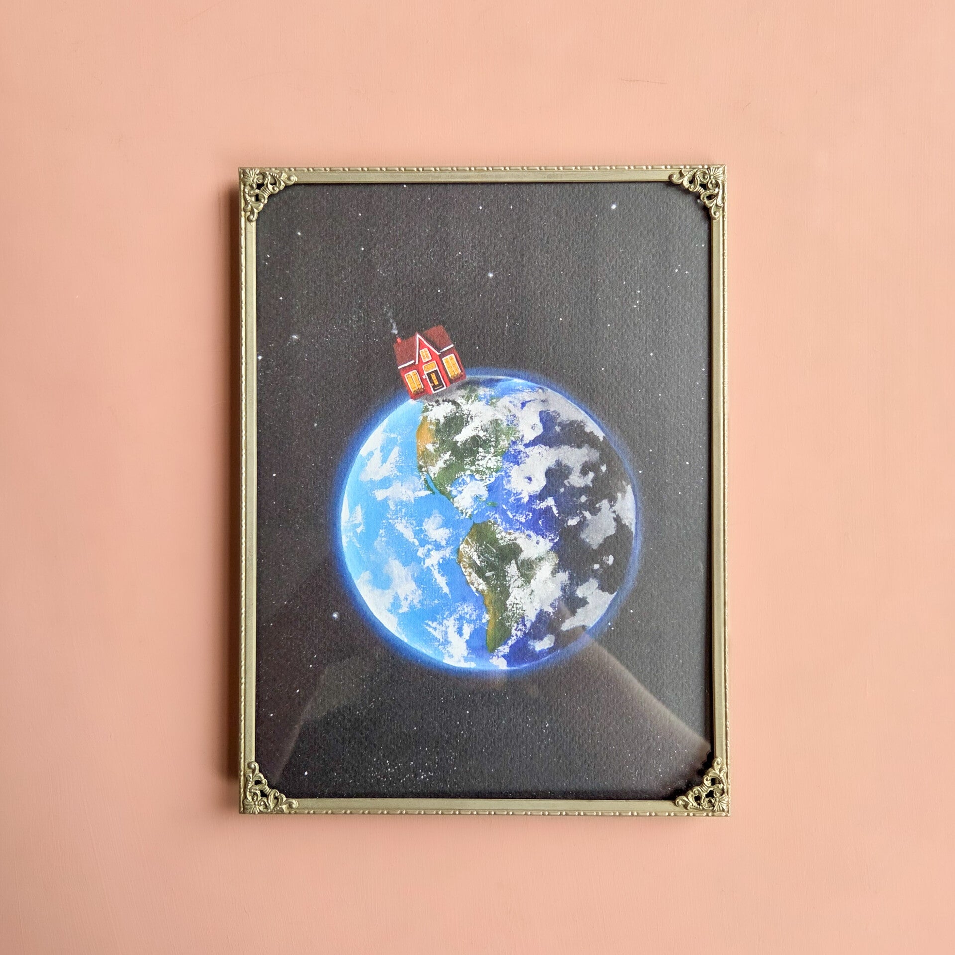 A4 wereldbol in vintage lijst