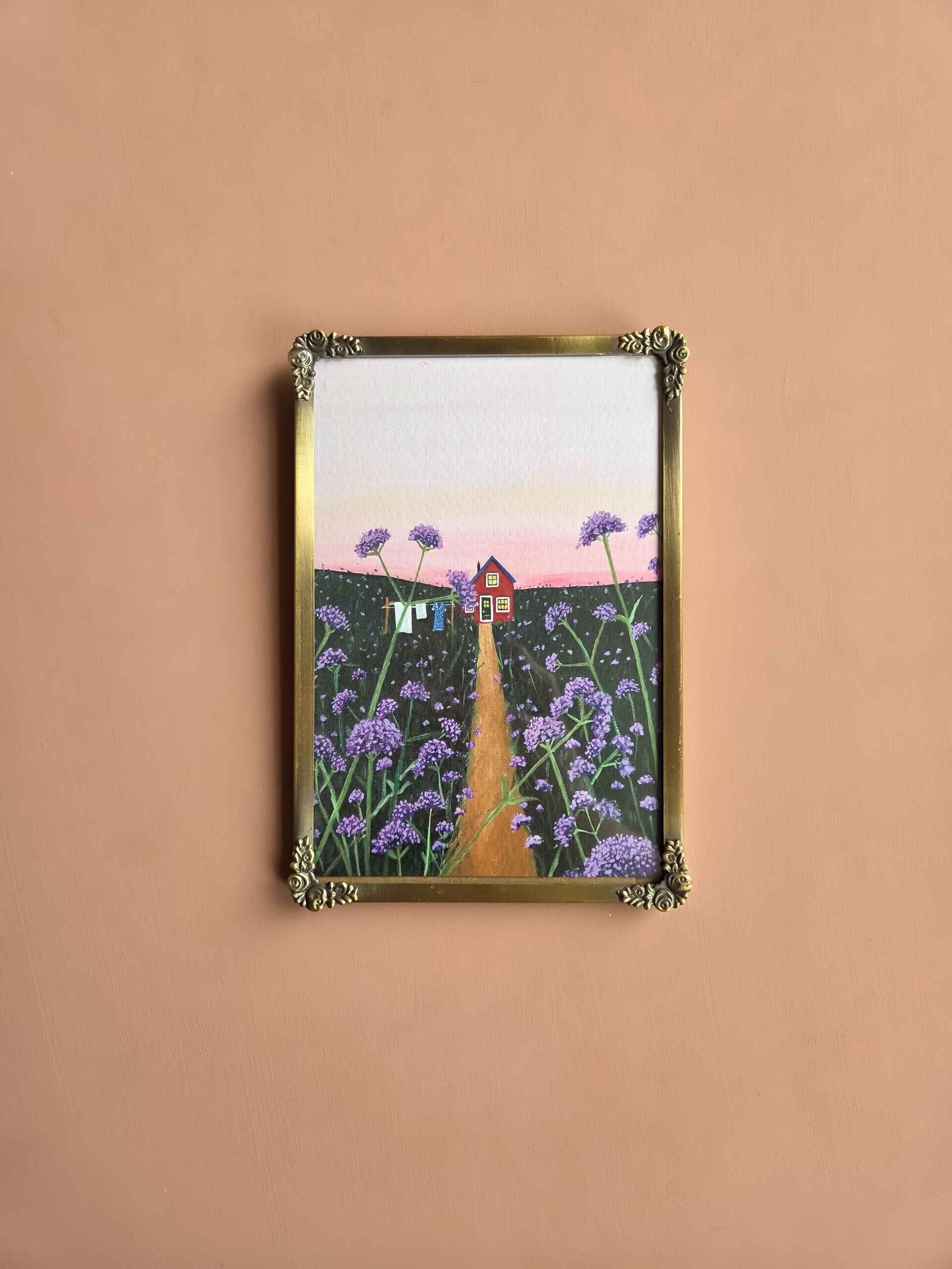 A6 verbena in vintage lijst