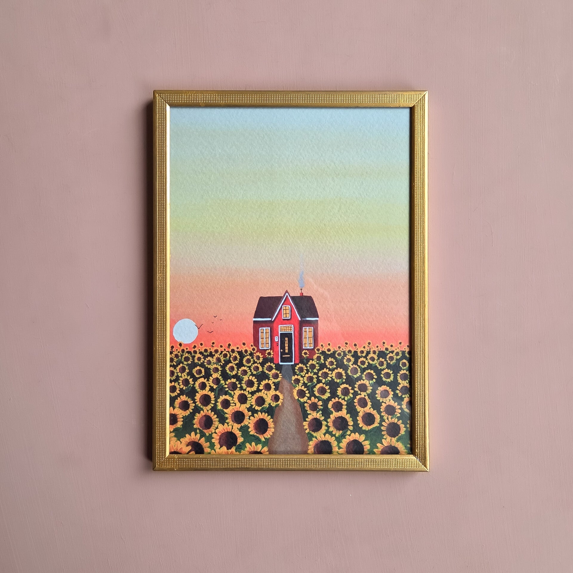 A5 zonnebloemen in vintage lijst