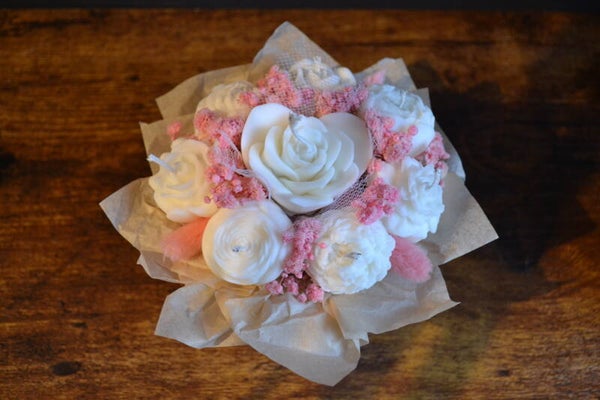 Kerzenbouquet in Keramiktopf klein