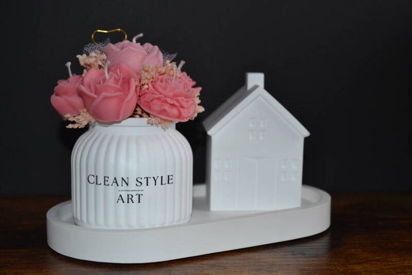 Kerzenbouquet ROSE` Vase klein