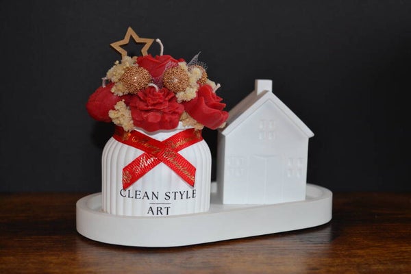 Kerzenbouquet BRAUN Vase klein