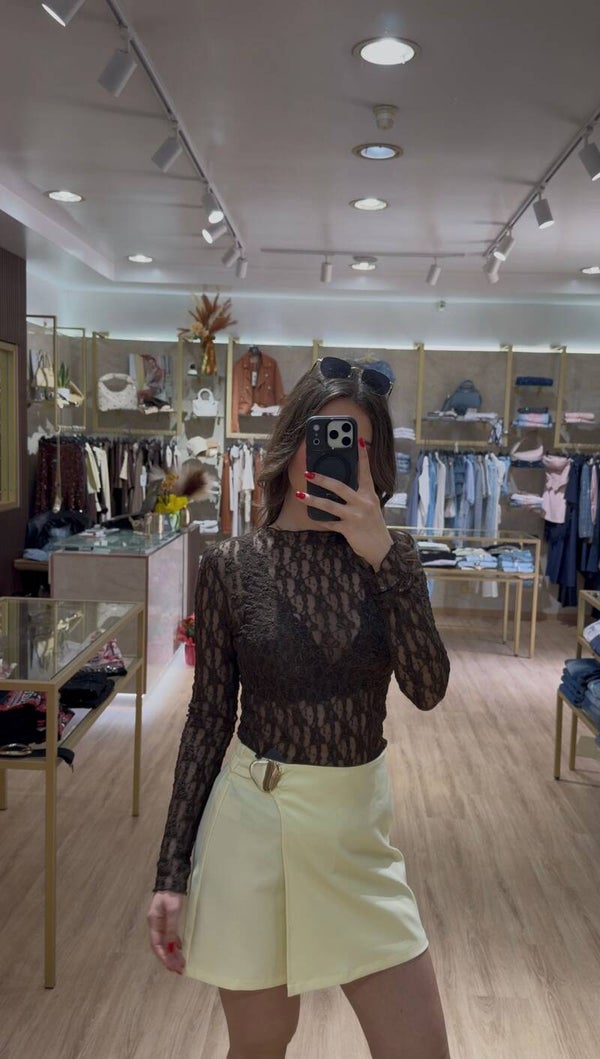 Maglia traforata marrone