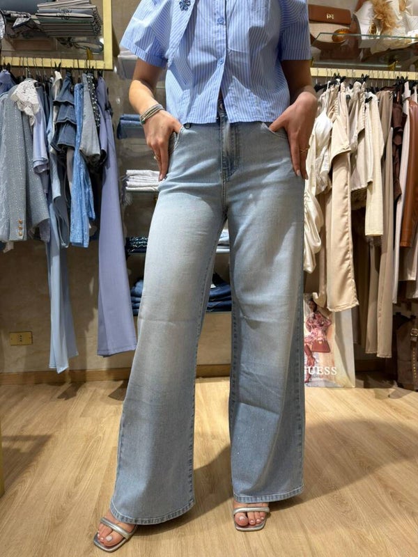 Jeans palazzo brillantinato