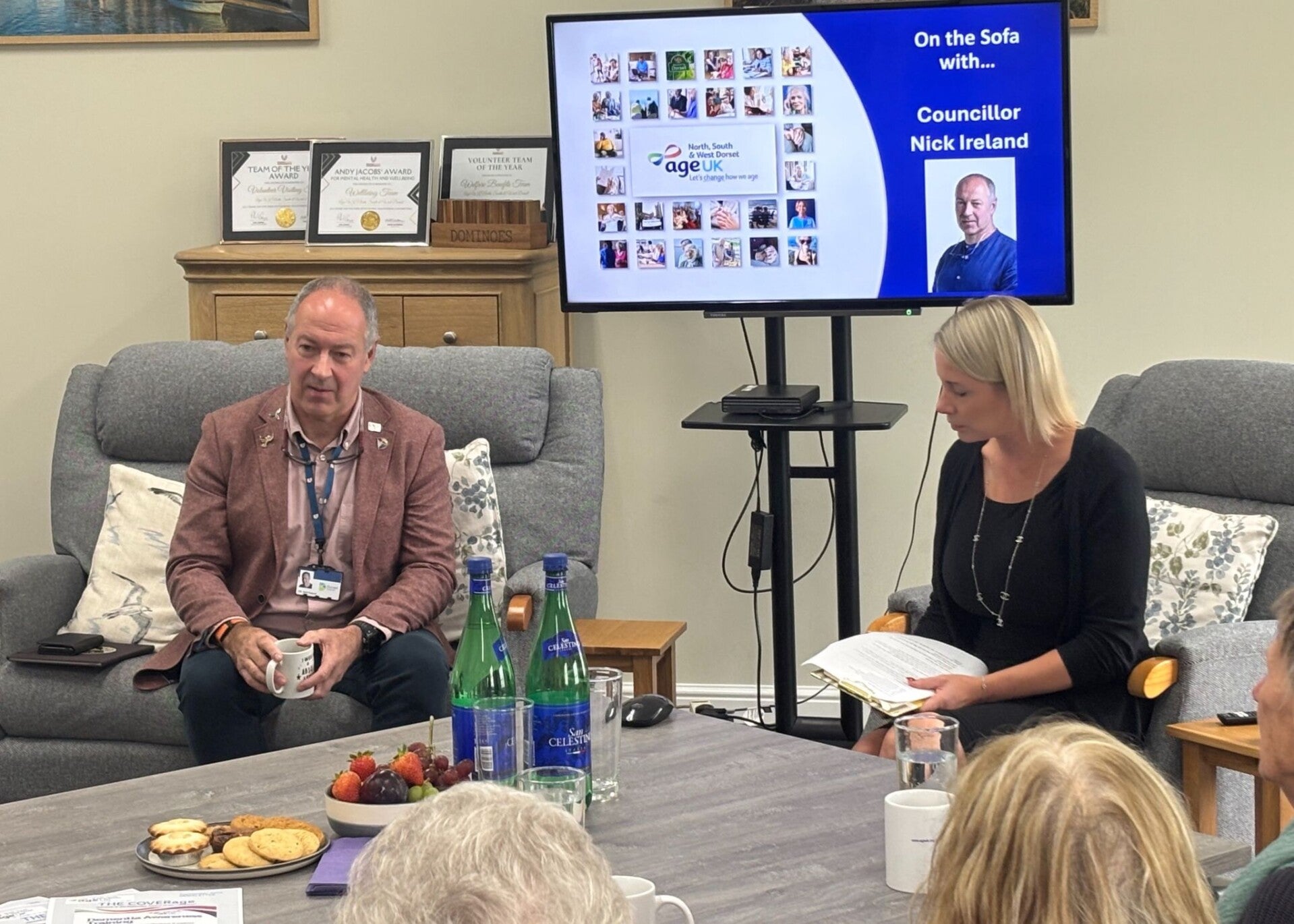 Happy client presenting