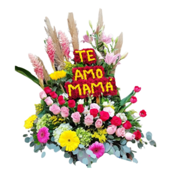 Compuesto de rosas y tulipas día de las madres