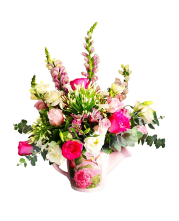 Creación de flores de rosas, perritos y agapandos