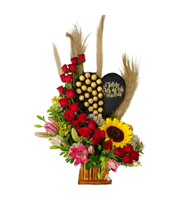 Camino de rosas con cerrazón de chocolates