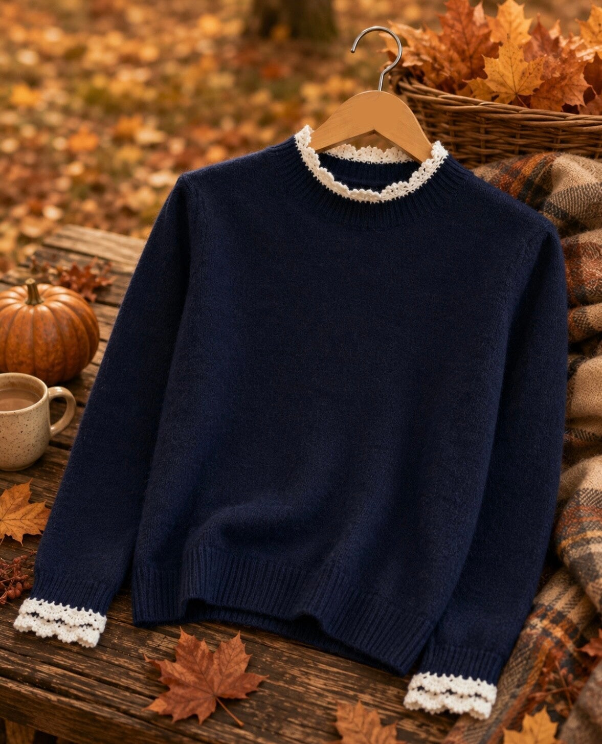 Cozy lace trui blauw (tu)