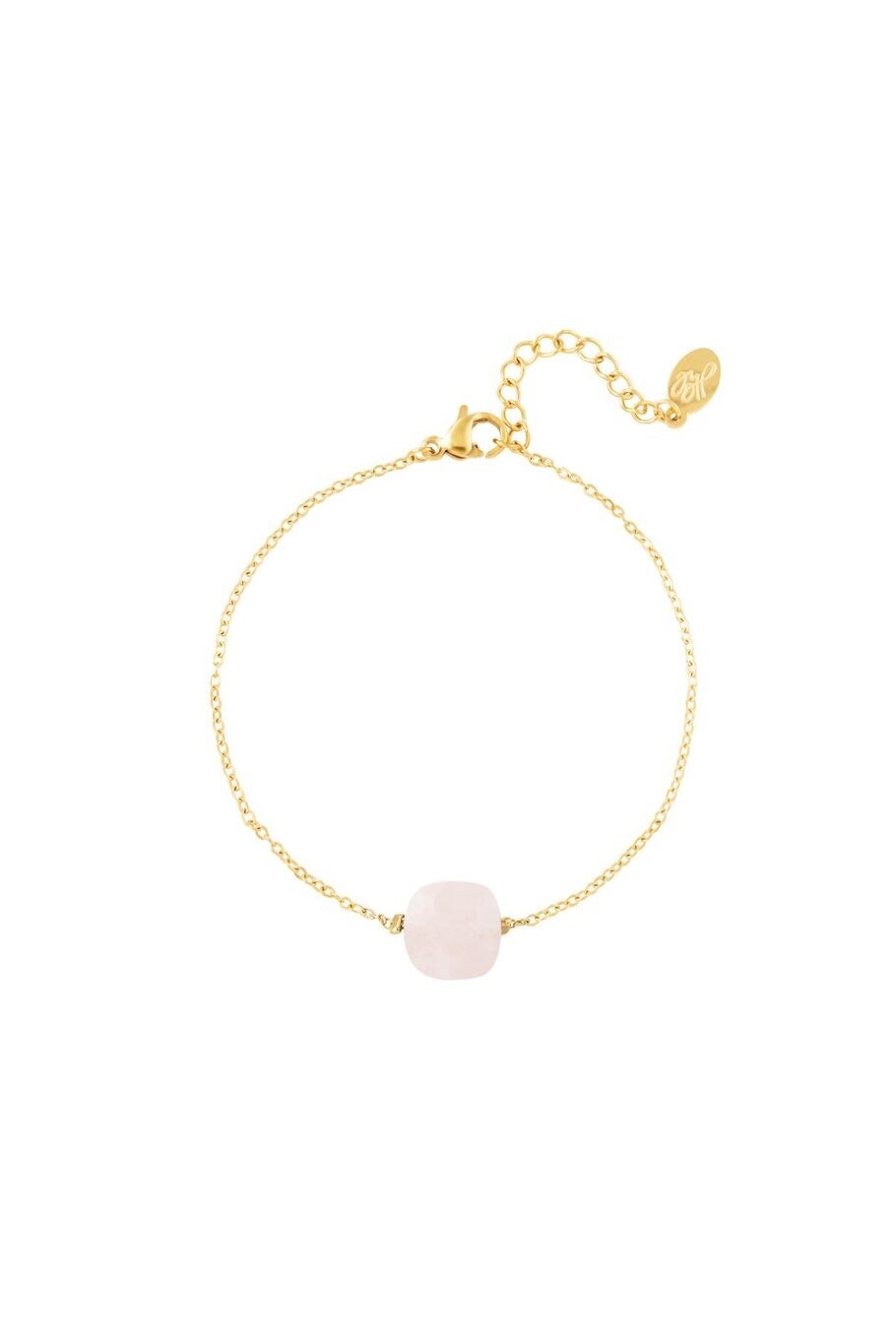 Lichtroze steen armband (goud)