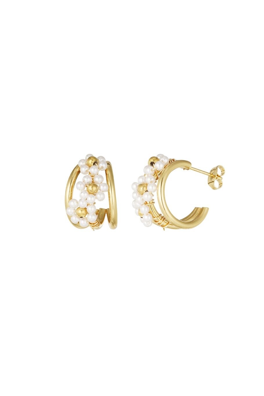 Bloeiende kralen hoops (goud)