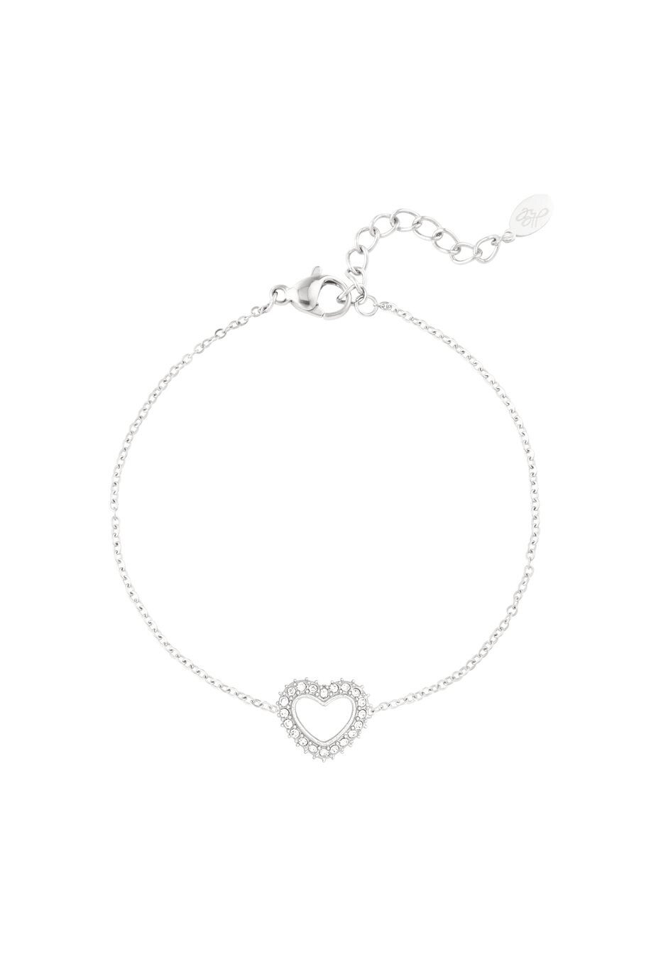 Mini glitter hart armband (zilver)