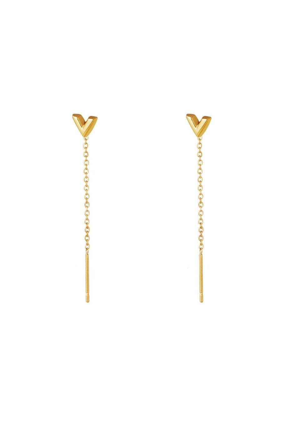 Long heart oorbellen (goud)