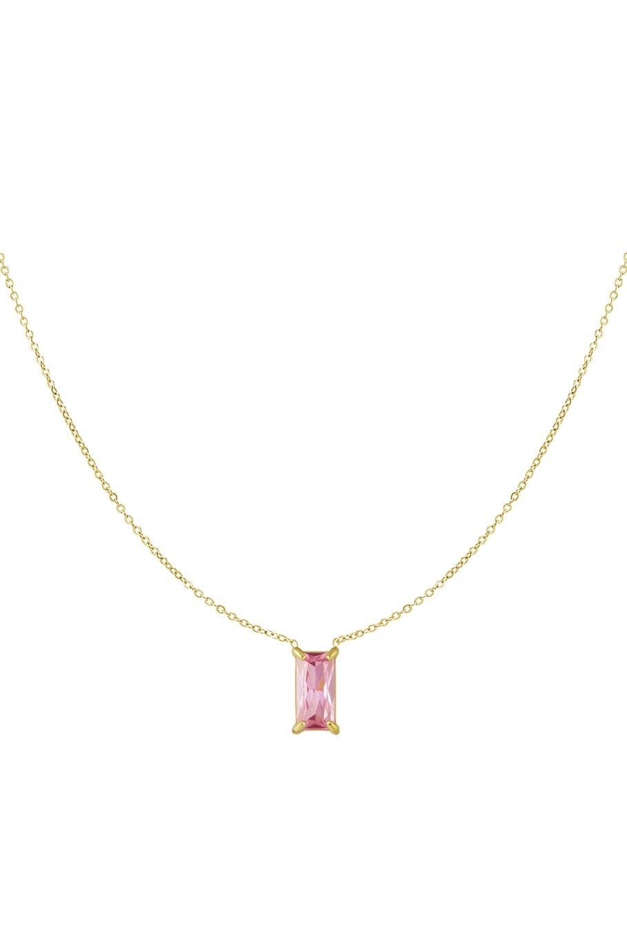 Roze steen ketting (goud)