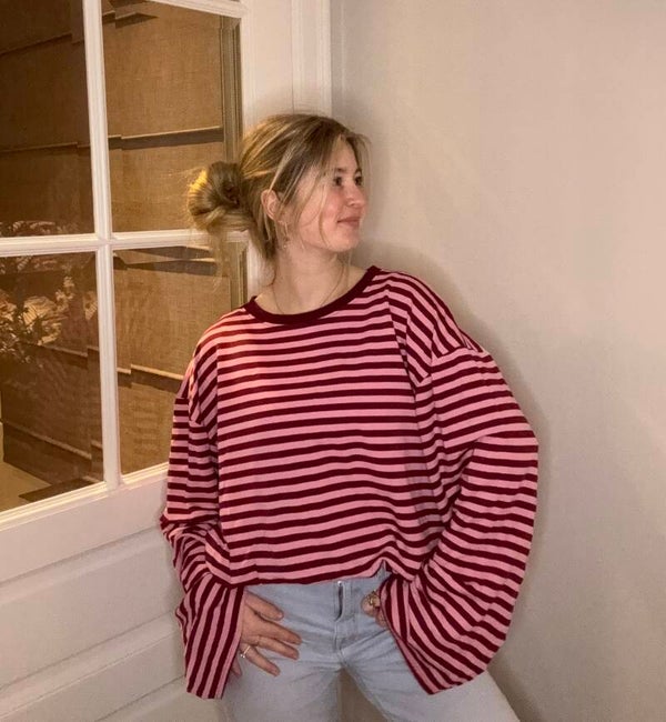 Evi long sleeve bordeaux en roos